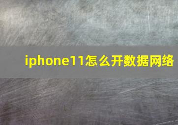 iphone11怎么开数据网络