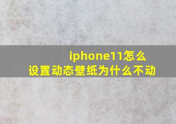 iphone11怎么设置动态壁纸为什么不动