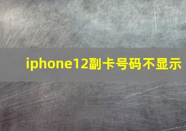 iphone12副卡号码不显示