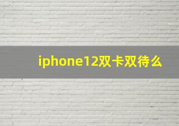 iphone12双卡双待么