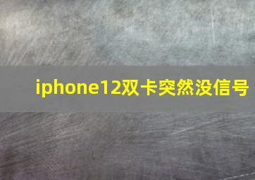 iphone12双卡突然没信号