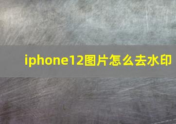 iphone12图片怎么去水印