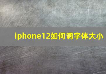 iphone12如何调字体大小