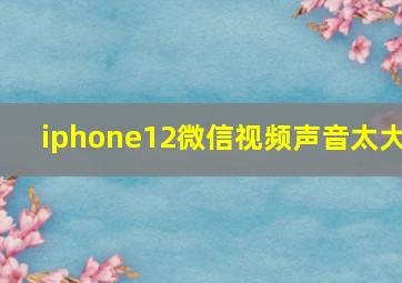 iphone12微信视频声音太大