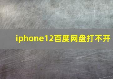 iphone12百度网盘打不开