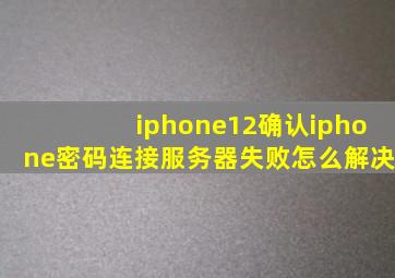 iphone12确认iphone密码连接服务器失败怎么解决