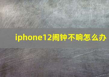 iphone12闹钟不响怎么办