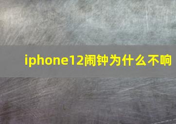 iphone12闹钟为什么不响