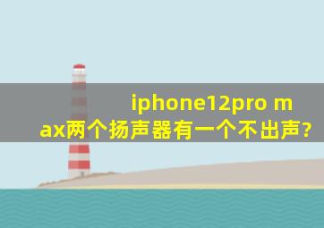 iphone12pro max两个扬声器有一个不出声?