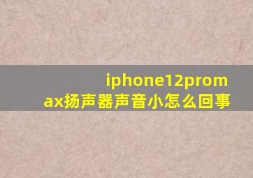 iphone12promax扬声器声音小怎么回事