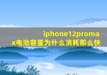 iphone12promax电池容量为什么消耗那么快