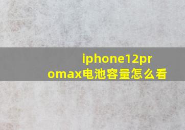 iphone12promax电池容量怎么看