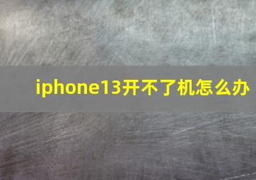 iphone13开不了机怎么办