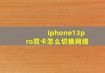 iphone13pro双卡怎么切换网络