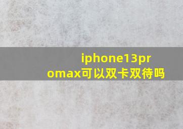 iphone13promax可以双卡双待吗