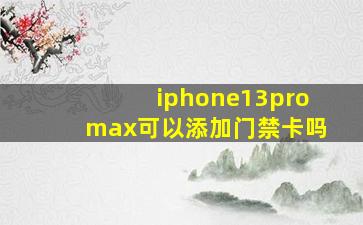 iphone13promax可以添加门禁卡吗