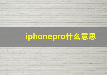 iphonepro什么意思