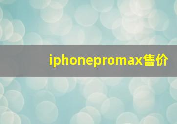 iphonepromax售价