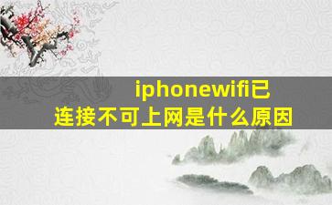 iphonewifi已连接不可上网是什么原因