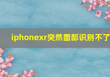 iphonexr突然面部识别不了