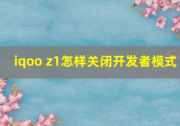 iqoo z1怎样关闭开发者模式