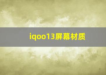 iqoo13屏幕材质