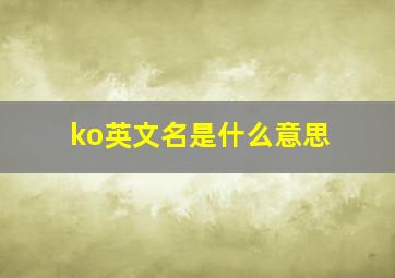 ko英文名是什么意思