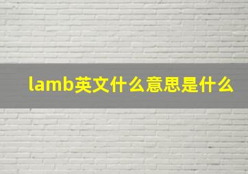 lamb英文什么意思是什么