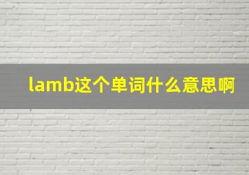 lamb这个单词什么意思啊