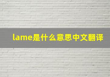 lame是什么意思中文翻译