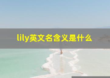 lily英文名含义是什么