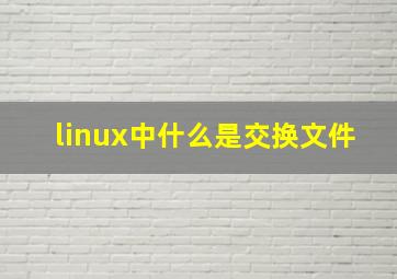 linux中什么是交换文件