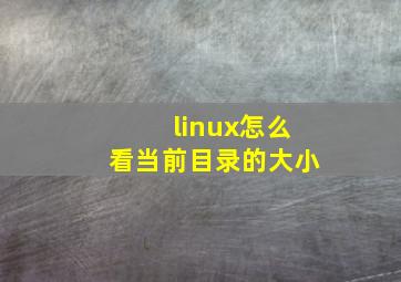 linux怎么看当前目录的大小