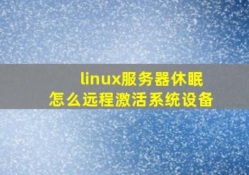 linux服务器休眠怎么远程激活系统设备