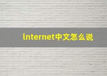 lnternet中文怎么说