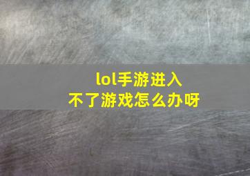 lol手游进入不了游戏怎么办呀