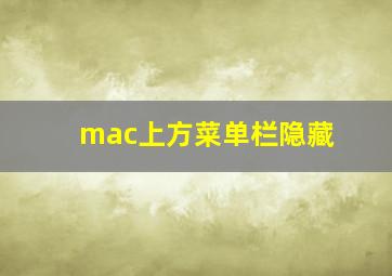 mac上方菜单栏隐藏