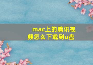 mac上的腾讯视频怎么下载到u盘