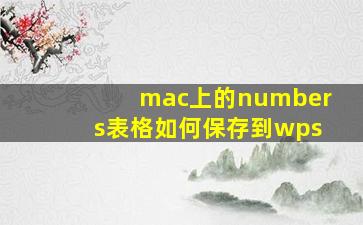 mac上的numbers表格如何保存到wps