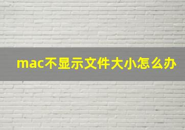 mac不显示文件大小怎么办