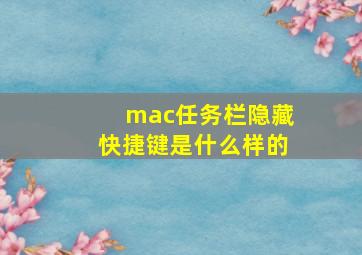 mac任务栏隐藏快捷键是什么样的