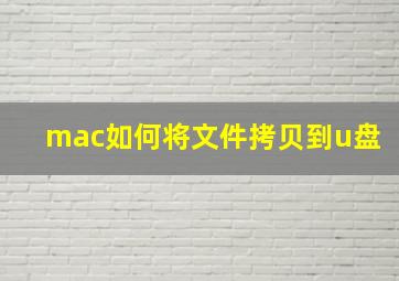 mac如何将文件拷贝到u盘