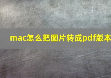 mac怎么把图片转成pdf版本