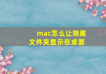 mac怎么让隐藏文件夹显示在桌面