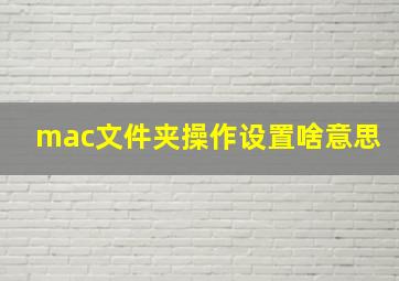 mac文件夹操作设置啥意思