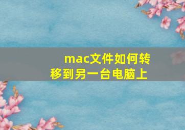 mac文件如何转移到另一台电脑上