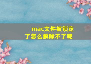 mac文件被锁定了怎么解除不了呢