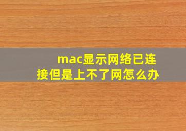 mac显示网络已连接但是上不了网怎么办