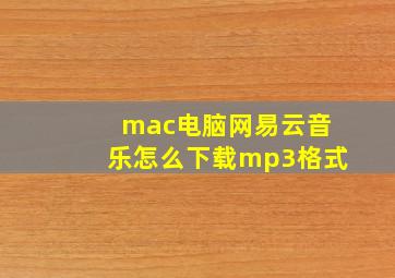 mac电脑网易云音乐怎么下载mp3格式