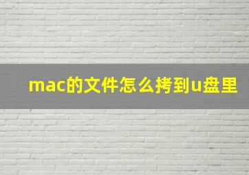 mac的文件怎么拷到u盘里